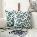 Axyaa Grey Blue/White Geometric Floral Embroidered Cushion Cover 45x45cm