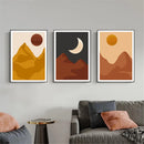 Axyaa Sun Moon Abstract Canvas Painting Modern Wall Art for Living Room