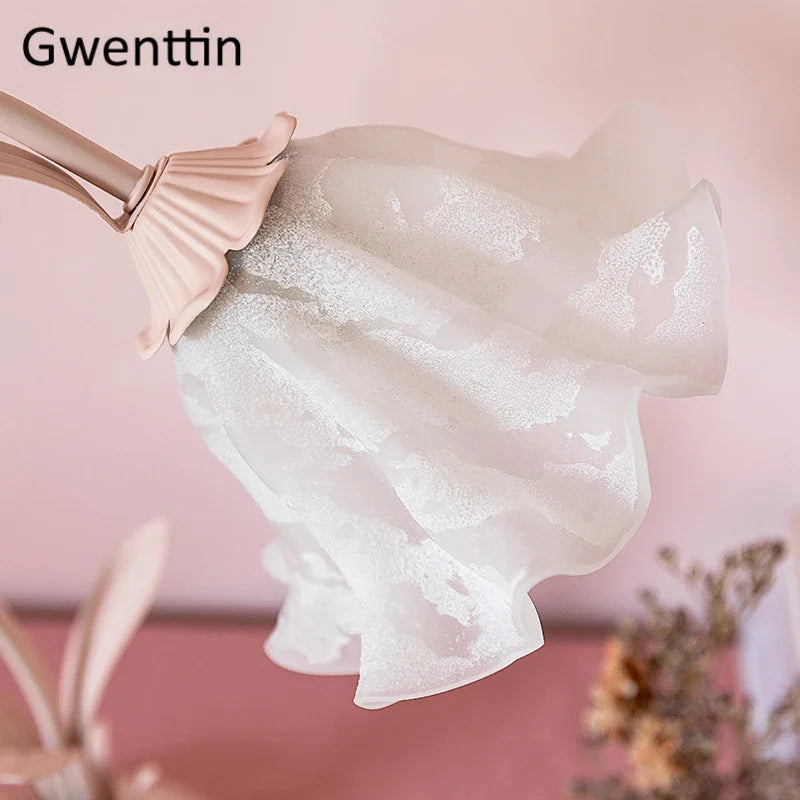 Axyaa Pink Flower LED Table Lamp - Modern Princess Bedroom Decor