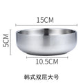 Axyaa Double-layer Stainless Steel Soup Bowl, Korean Noodle Rice Bowls Set