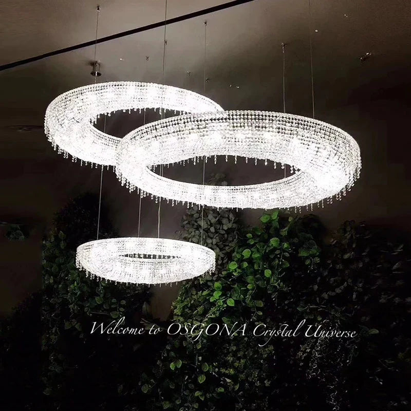 Axyaa Crystal Chandelier - Designer Chrome Luster LED Pendant Light for Living & Dining Rooms