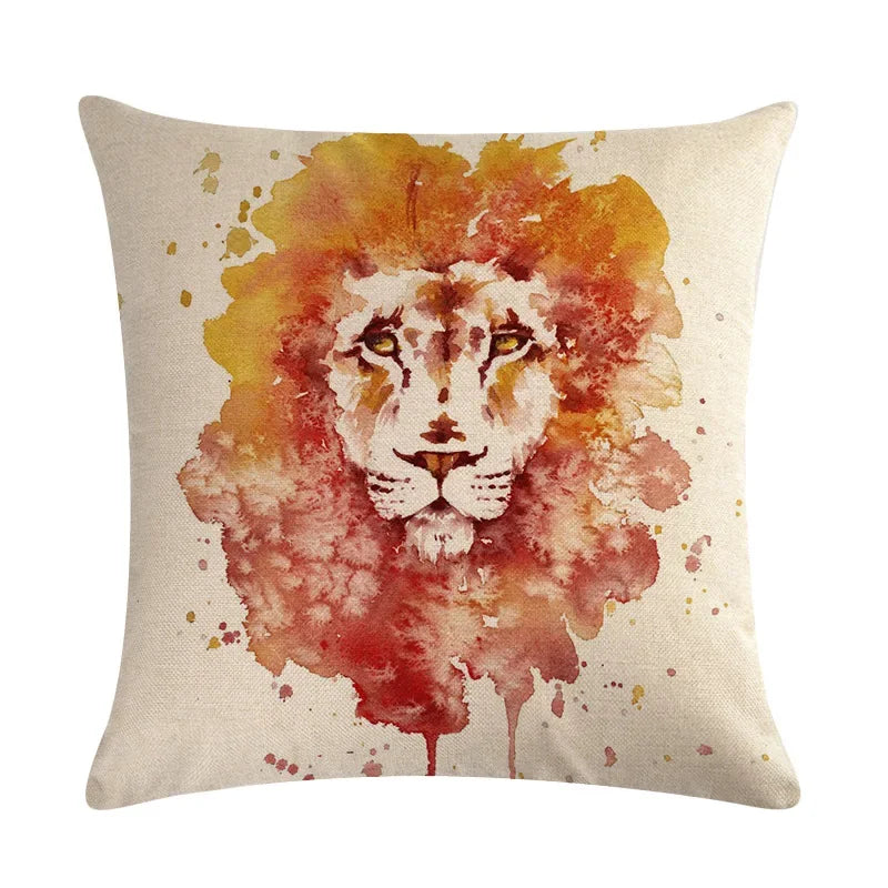 Animal Print Linen Pillowcase by Axyaa - Home Decor Cushion Cover