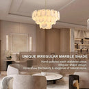 Axyaa Brass Alabaster Ring Chandelier LED Home Decor Fixture