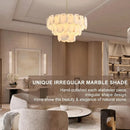 Axyaa Brass Alabaster Ring Chandelier LED Fixture for Home Decoration