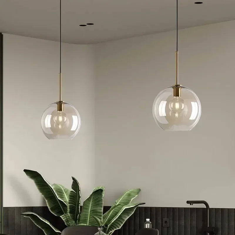 Axyaa Loft Glass Pendant Light for Kitchen Restaurant - Modern Nordic Industrial Decor
