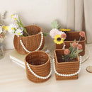 Axyaa Pearl Handle Rattan Basket: Stylish, Versatile, Big Capacity for Flowers, Picnics, Weddings