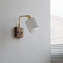 Axyaa Rotatable Walnut LED Wall Sconce White Glass Bedside Lamp