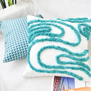 Axyaa Blue Jacquard Throw Pillowcase: 45x45 Cotton Sofa Cushion Cover