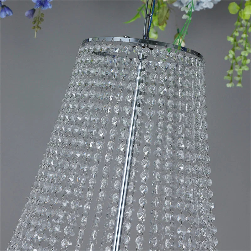 Axyaa Crystal Beads Chandelier: Modern Silver Lustre for Living Room, Kitchen, Wedding, Party