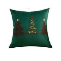 Axyaa Christmas Tree Deer Embroidery Cushion Cover 45x45cm Soft Velvet Square Pillow