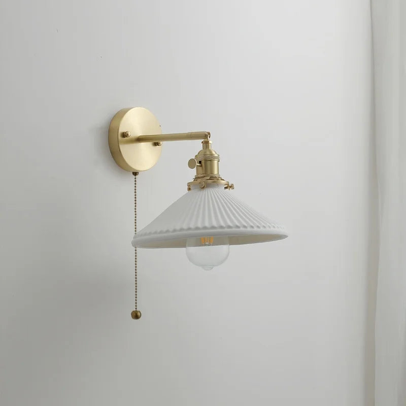 Nordic Modern LED Wall Light Axyaa Ceramic Bedside Lamp Pull Chain Switch