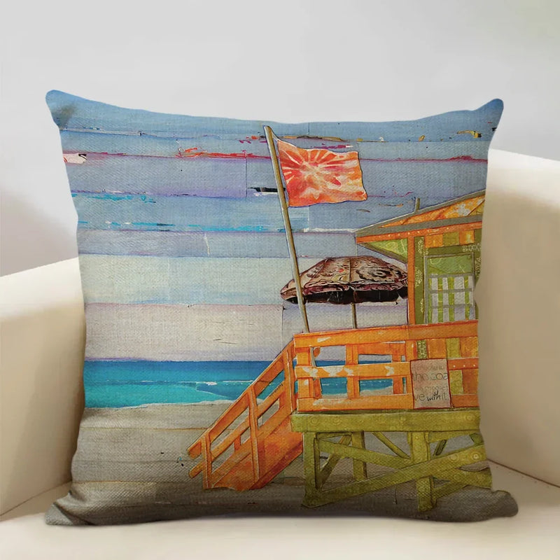 Retro Oil Painting Pattern Pillow Case 45x45cm for Home Sofa Decor - Axyaa
