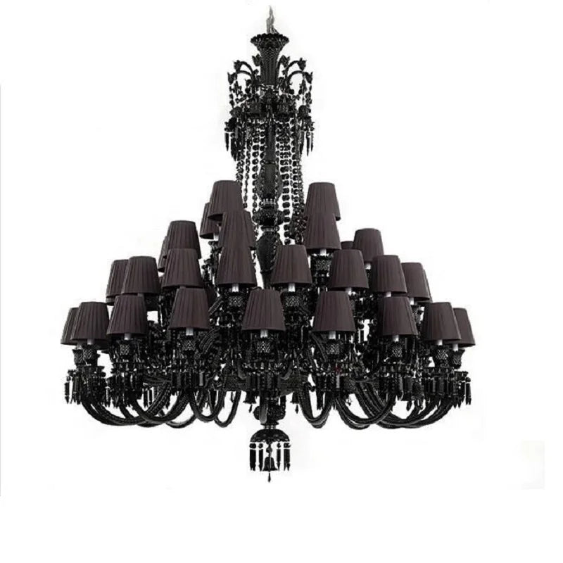Axyaa Black Crystal Chandelier: Luxurious Lighting for Villa, Hotel, Living Room, Dining Room