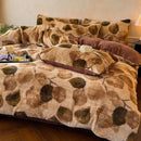 Axyaa Winter Coffee Fleece Quilt Set - Thickened Imitation Rabbit Hair - 4 Piece