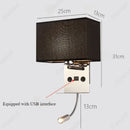 Axyaa LED Fabric Lampshade Wall Light USB Spotlight Adjustable Bedside Reading Light