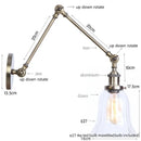 Axyaa Industrial LED Wall Light Clear Glass Vintage Adjustable Long Arm Fixtures