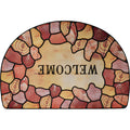 Axyaa Semi-circle Ethnic Floral Floor Mat: Retro Art, Geometric Design, Stain-resistant Rug