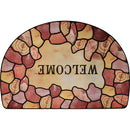 Axyaa Semi-circle Ethnic Floral Floor Mat: Retro Art, Geometric Design, Stain-resistant Rug