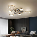 Axyaa Modern Gold/Black LED Pendant Ceiling Chandelier for Living Room