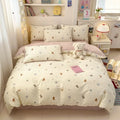 Axyaa Minimalist Cartoon Design Duvet Cover Set in 100% Cotton, 4-Piece Bedding Collection