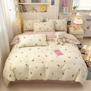 Axyaa Minimalist Cartoon Design Duvet Cover Set in 100% Cotton, 4-Piece Bedding Collection
