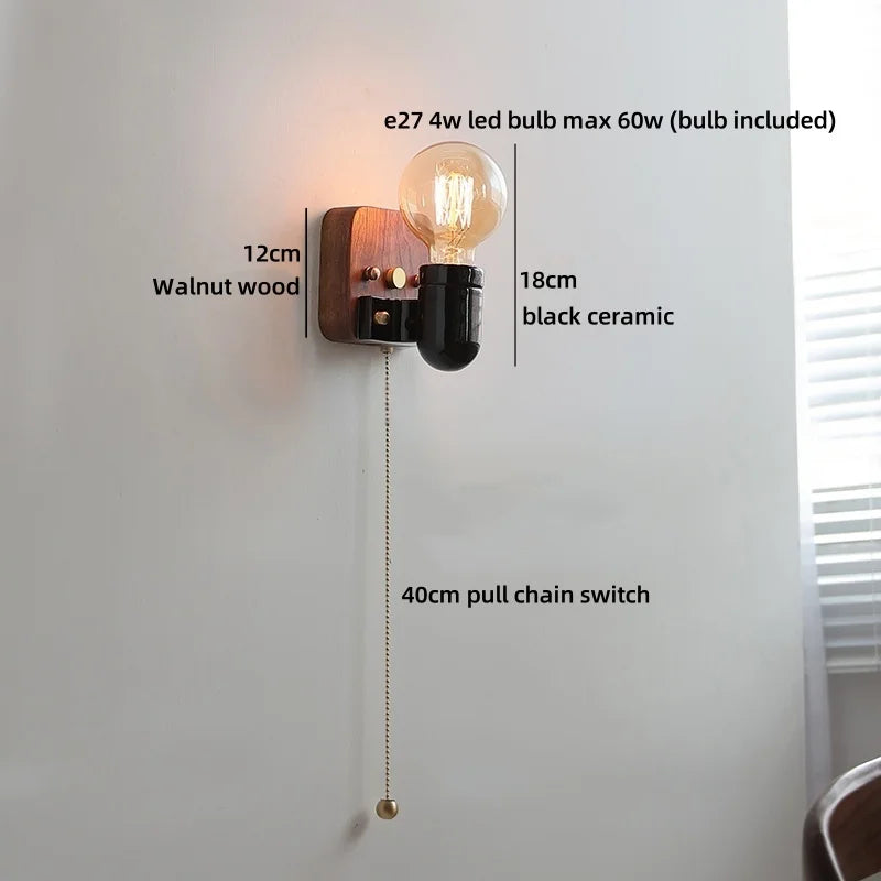 Axyaa Ceramic LED Wall Light Mirror Japan Style Bedside Lamp