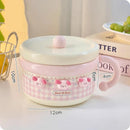 Axyaa Stainless Steel Ramen Bowl with Lid - Large Kawaii Kitchen Tableware