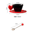 Axyaa Heart Design Ceramic Coffee Cup Set with Saucer & Spoon
