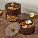 Axyaa Round Plastic Food Serving Tray with Lid - 3-Layer Snack Fruit Storage Box