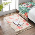 Axyaa Cotton Linen Tassel Rug Carpets for Home Decor - Boho Ethnic Anti-slip Floor Mat