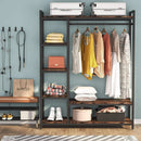 Axyaa Standing Closet Organizer with 6 Shelves and Hanging Bar