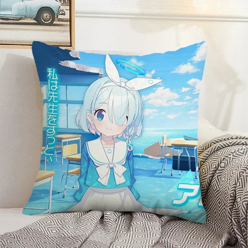 Axyaa Blue Archive Modern Women's Pillowcase 45x45 Decorative Cushion Cover