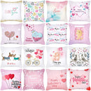 Axyaa Happy Valentine's Day Pink Pillowcase - Cute Square Cushion Cover