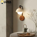 Axyaa Yellow Travertine Half Circle LED Wall Sconce - Japanese Style Stone Lamp