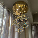 Axyaa Luxury Butterfly Crystal Chandelier Modern LED Staircase Lighting Long Hanging Luminaire for Home