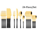 Axyaa White Gold Stainless Steel 24-Piece Tableware Set - Premium Silverware Collection