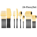 Axyaa White Gold Stainless Steel 24-Piece Tableware Set - Premium Silverware Collection