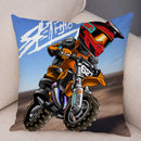 Axyaa Cartoon Motorcycle Pillowcase for Home, Sofa, Car - Polyester - Colorful Design