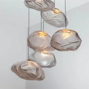 Axyaa Smoky Grey Glass Pendant Light - Modern Nordic Art Hanging Chandelier