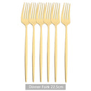 Axyaa Matte Stainless Steel Dinner Fork Set - 6Pcs Gold Silverware Flatware