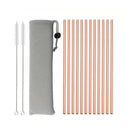 Axyaa Stainless Steel Reusable Metal Drinking Straws Set with Cleaner Brush