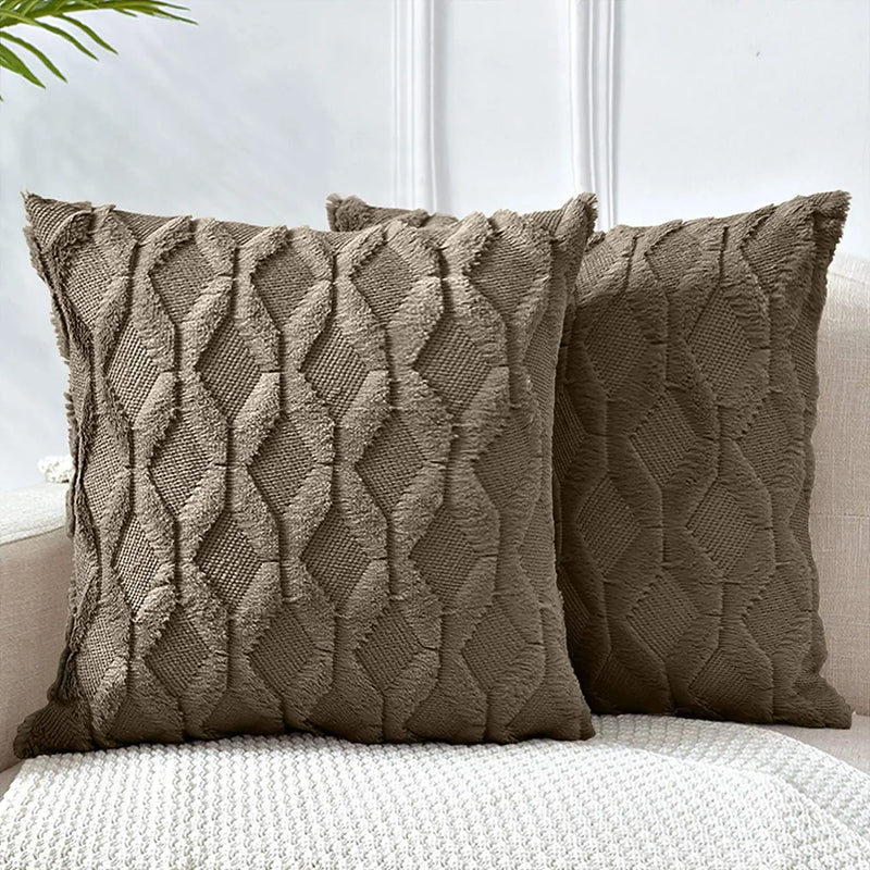 Axyaa Plush Diamond Pattern Cushion Cover Set for Stylish Home Decor