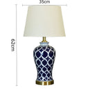Axyaa Blue White Porcelain Chinese Retro Desk Lamp Modern Home Living Room Bedroom Lighting