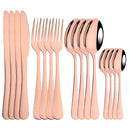 Axyaa 16-Piece Pink Gold Stainless Steel Cutlery Set - Dinnerware Flatware Tableware Kit