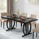 Axyaa 63-Inch Dining Table: Modern Industrial Style for 4-6 People, Heavy-Duty Metal Frame