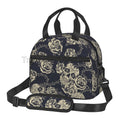 Axyaa Skull Rose Insulated Lunch Bag with Adjustable Strap