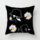 Nordic Daisy Print Pillow Cover by Axyaa - Modern Floral Cushion for Living Room