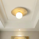 Axyaa Yellow Travertine Glass Stone LED Ceiling Lamp for Nordic Modern Indoor Lighting Decor.