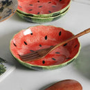 Axyaa Hand Drawn Watermelon Ceramic Deep Plate - Creative Sushi, Salad, and Dessert Plate
