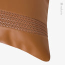 Axyaa Orange Leather Woven Cushion for Stylish Living Room Sofa Home Decor